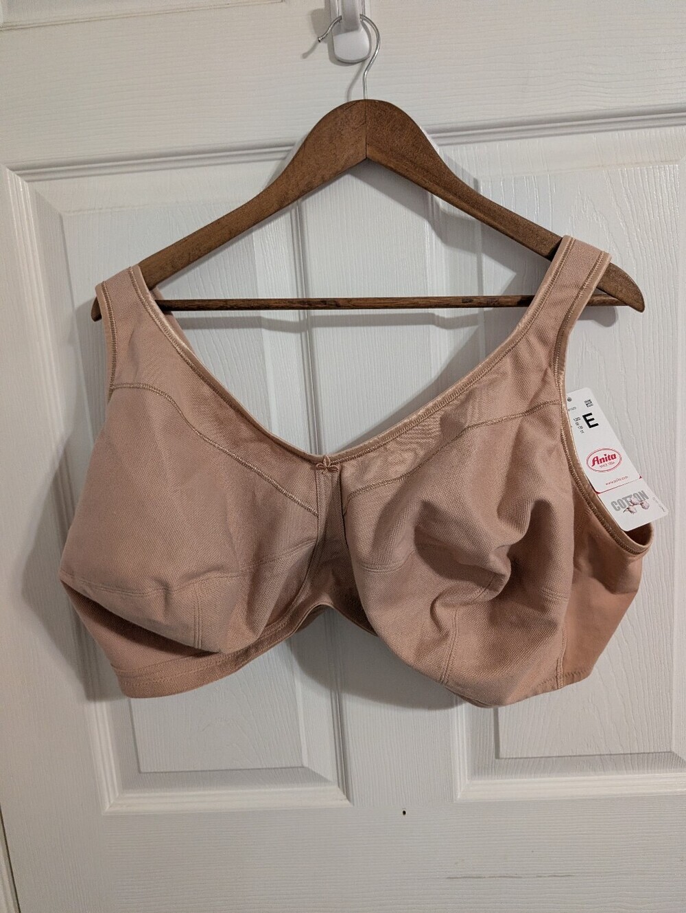 New Anita Bra Size 52E Jane Support Cotton Wireless Beige Tan NWt